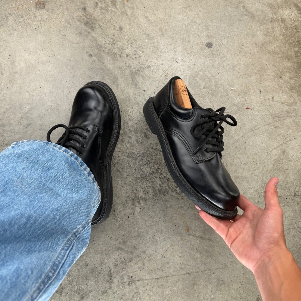 Vintage Low Boots Polished Mens Black Slip Resistant Oxford Work Shoes Size 9